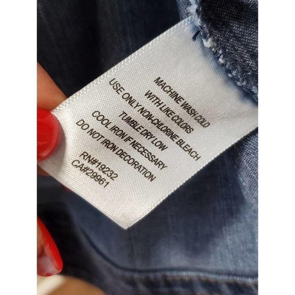 Alfred Dunner Womens Blue Denim Ramie Long Sleeve Buttons Front Jacket Blazer 20 - Picture 9 of 10